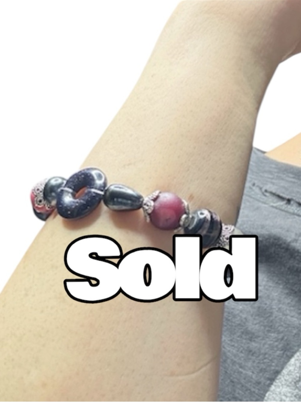 SOLD! Oak mixed bead silver bracelet
